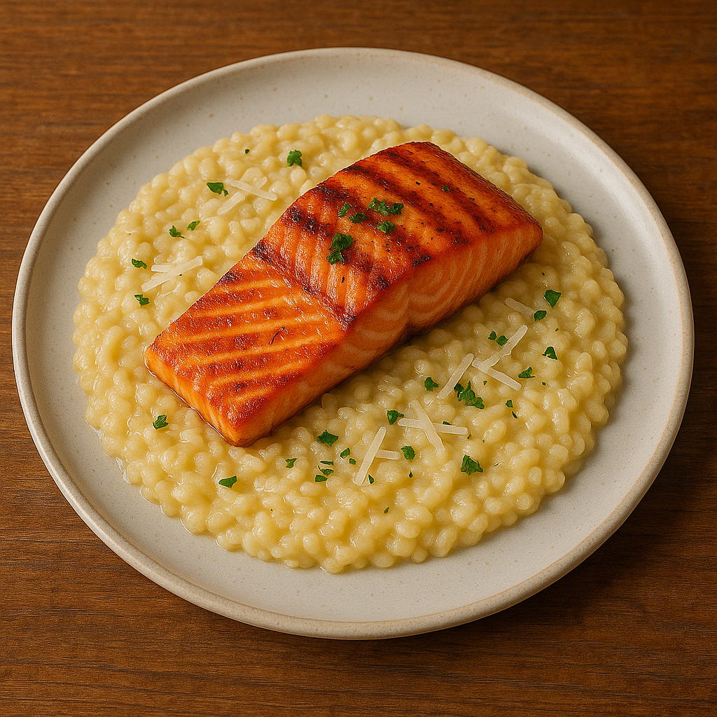 Risotto and salmon